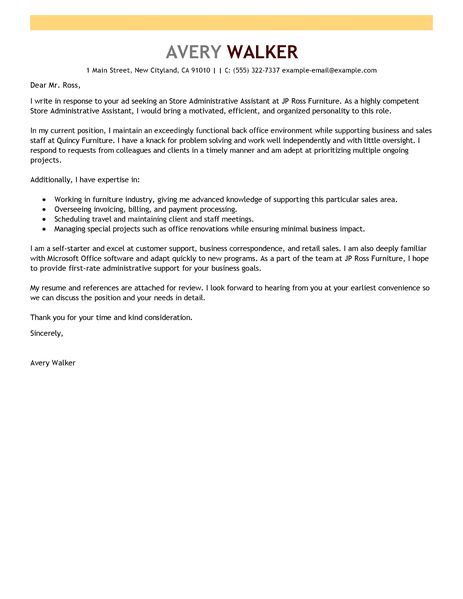 Big Emphasis Store Administrative AssistantCover Letter Example