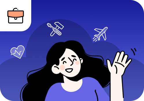 Woman looking at icons representing different career types.