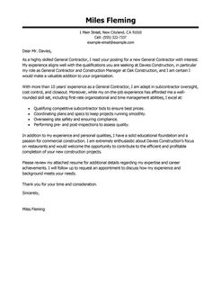 General Contractor Cover Letter Examples | Construction Cover Letter ...