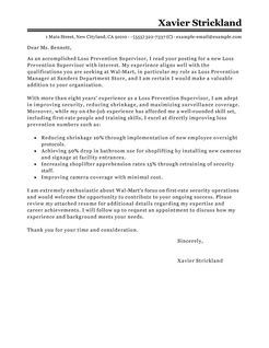 Loss Prevention Supervisor Cover Letter Examples | Law Enforcement ...