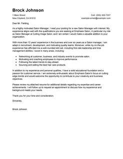 Salon Manager Cover Letter Examples | Salon/Spa/Fitness Cover Letter ...