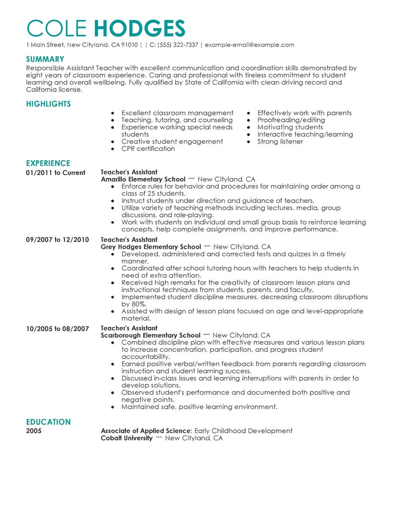 12 Amazing Education Resume Examples LiveCareer