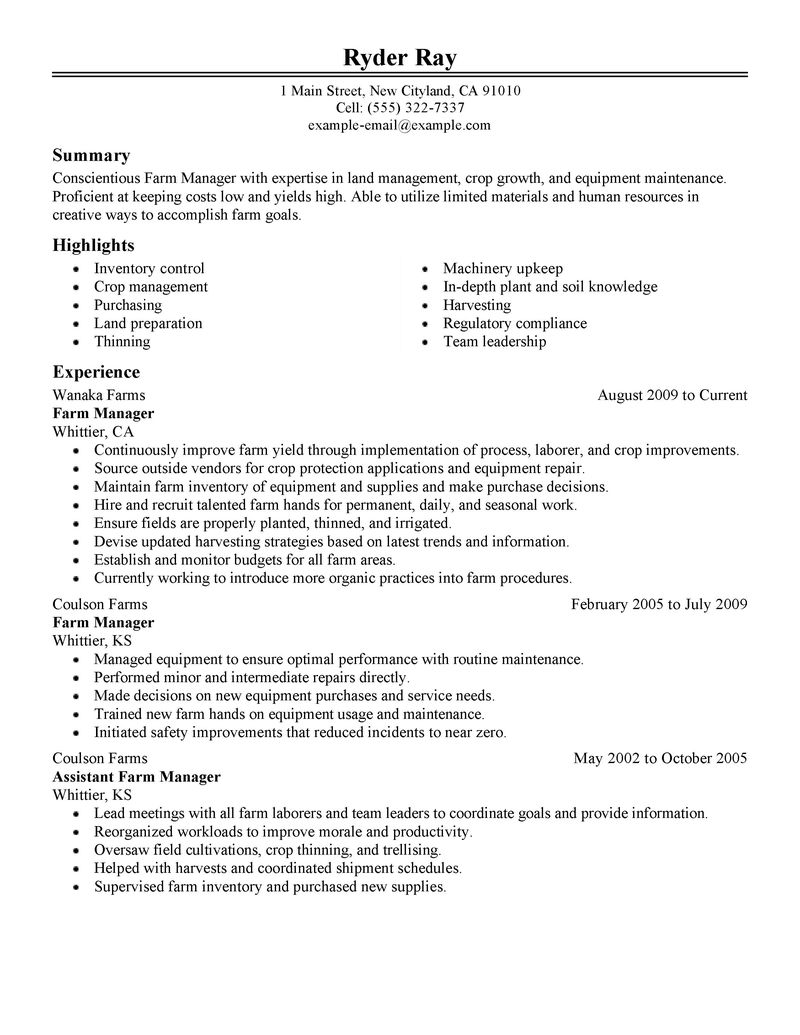 Best Farmer Resume Example LiveCareer