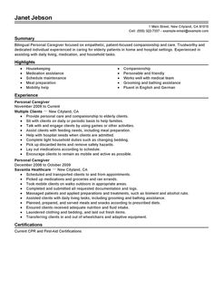 Personal Care Resume Examples | Personal Care & Services Resume Samples ...