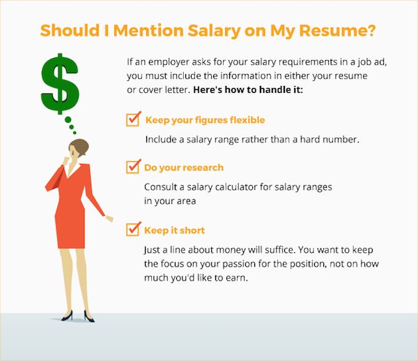 how to mention salary on a resume