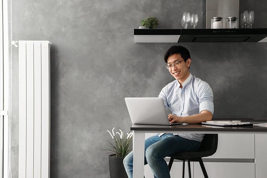 young man working on laptop