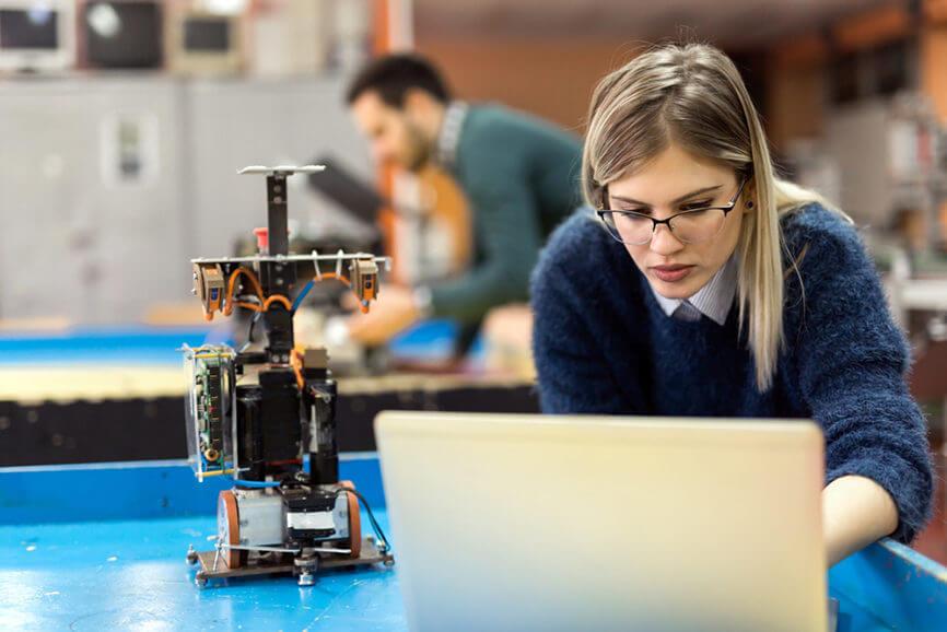 Engineer working on a robotics project