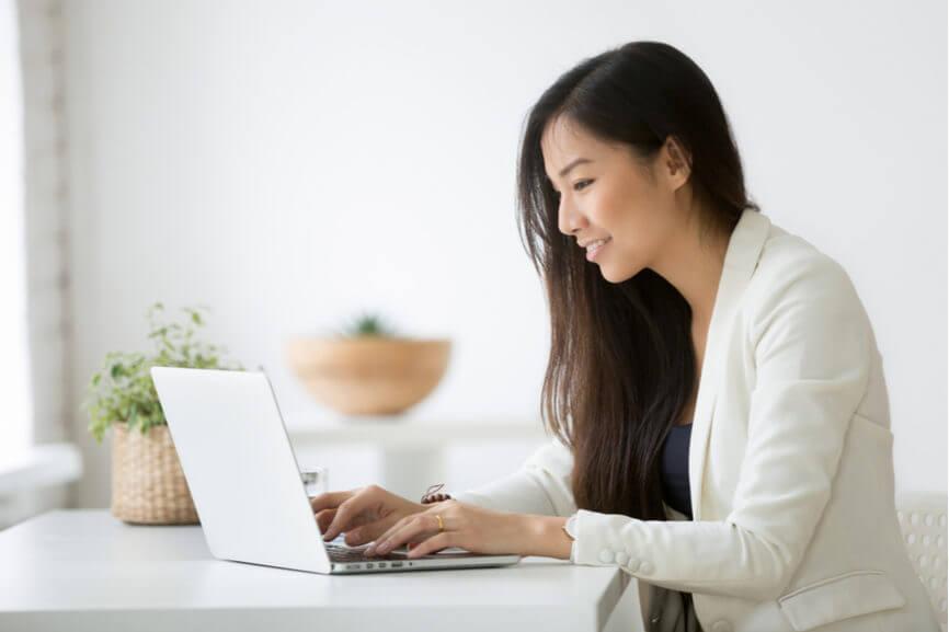 woman writing an email