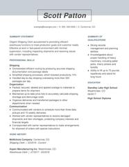 Professional Shipping Resume Examples