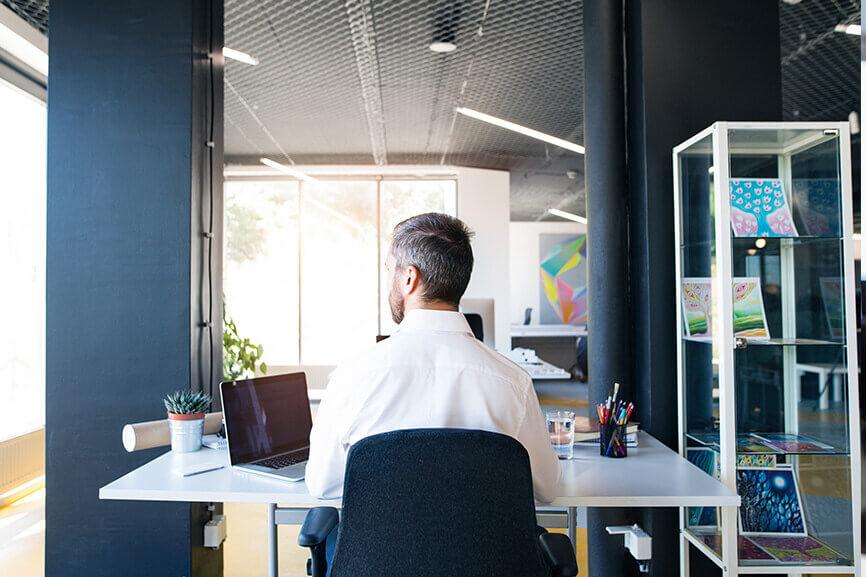 Lone man working in the office