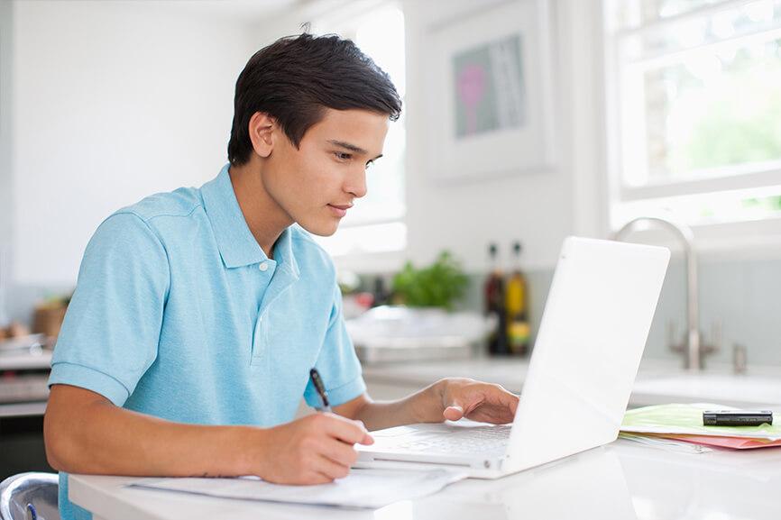 Teenager on laptop