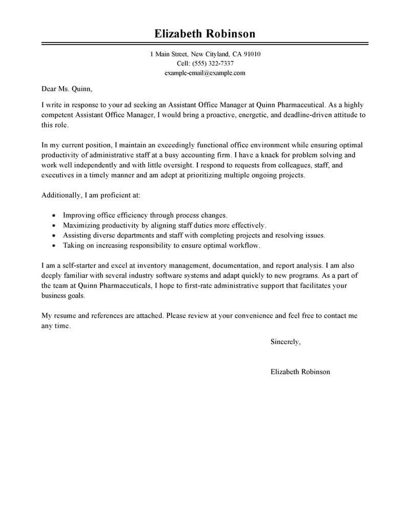 Assitant Office Manager Cover Letter Template