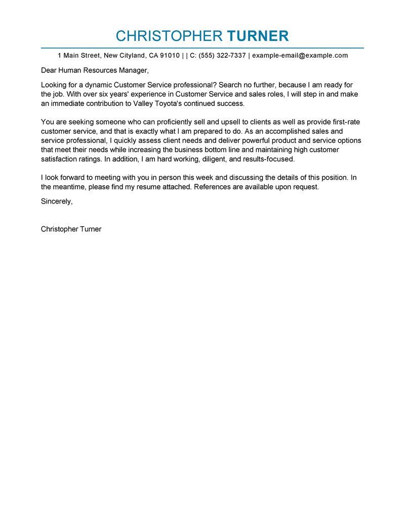 Customer Service Professional Cover Letter Template