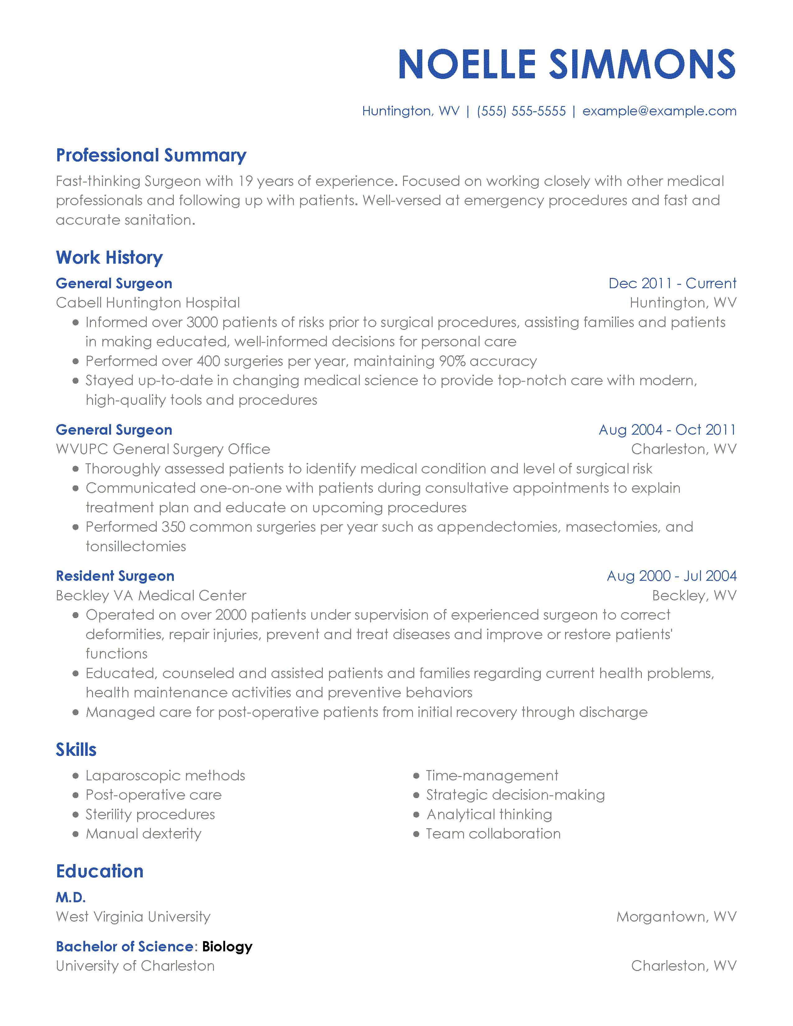 Executive Level General Surgeon Resume Sample