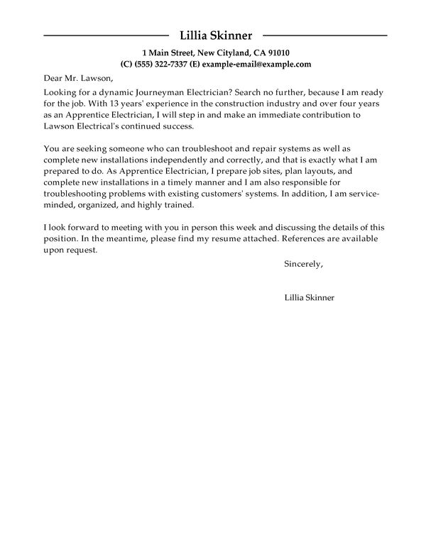 Journeyman Electrician Cover Letter Example Modern Style