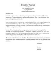 Professional Legal Secretary Cover Letter Examples