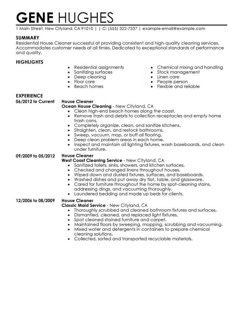 professional-residential-housekeeper-resume-examples