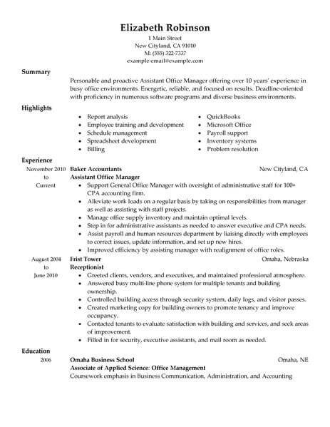 Professional Administrative Assistant Manager Resume Examples 7164