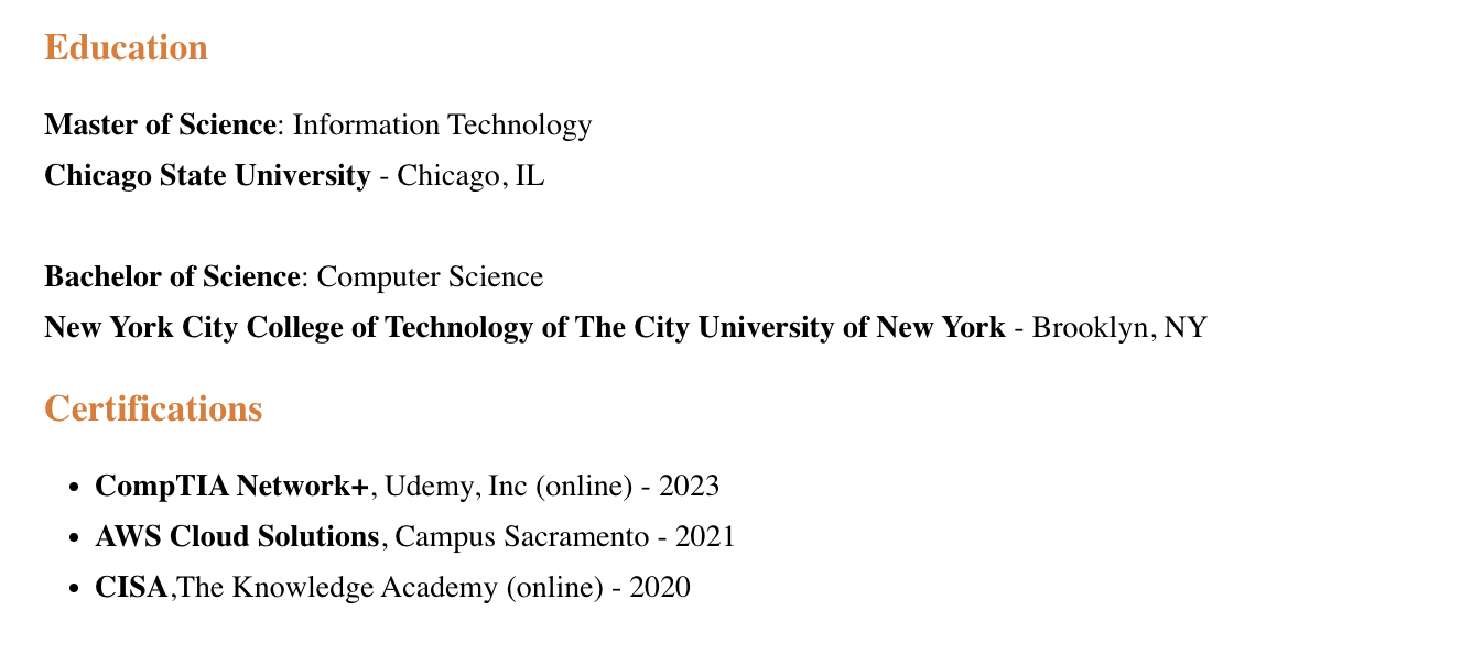 Where a certifications section lives on resume