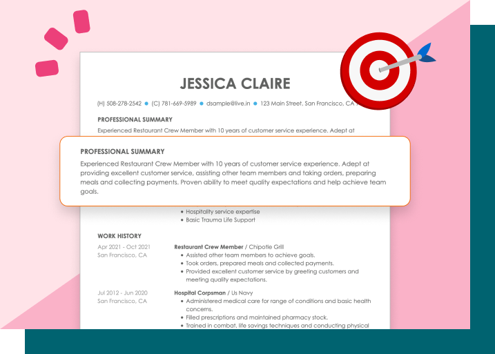 Restaurant Team Member Resume Objective Examples