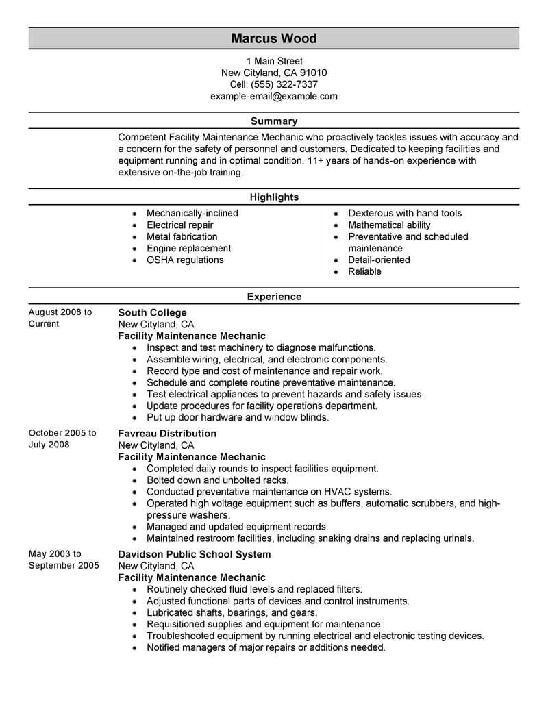 Experienced Mechanics Maintenance Janitorial Modern 1