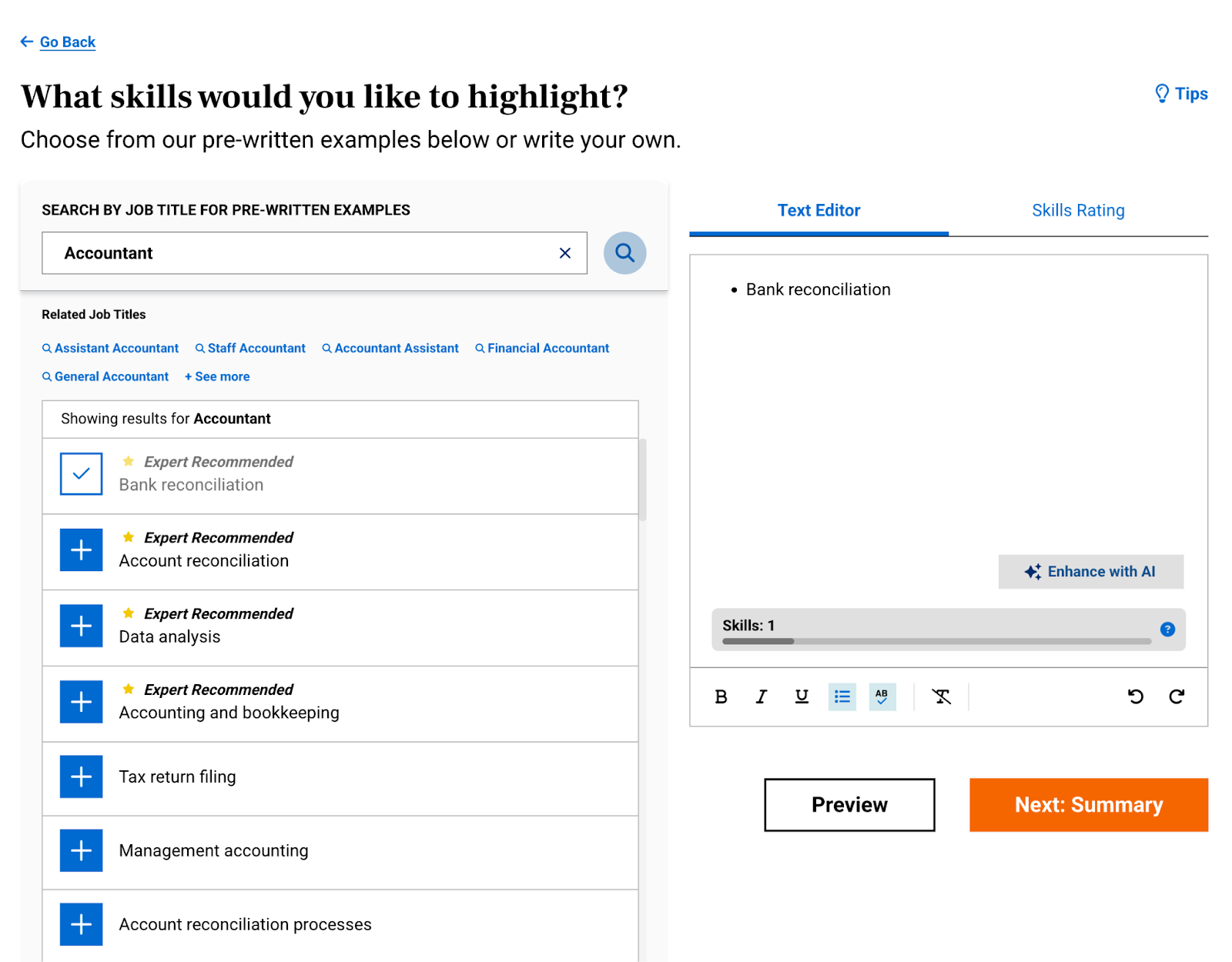 Livecareer Builder Skills Section