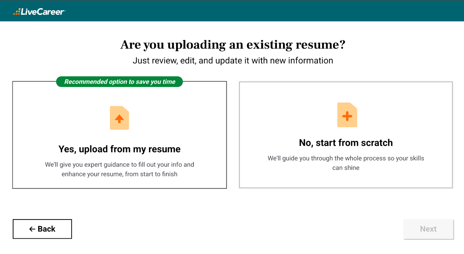 Livecareer Resume Builder Upload Feature