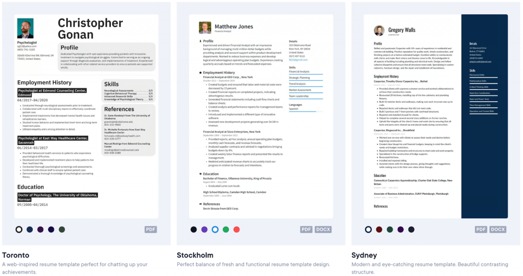 Resumeio Modern Templates
