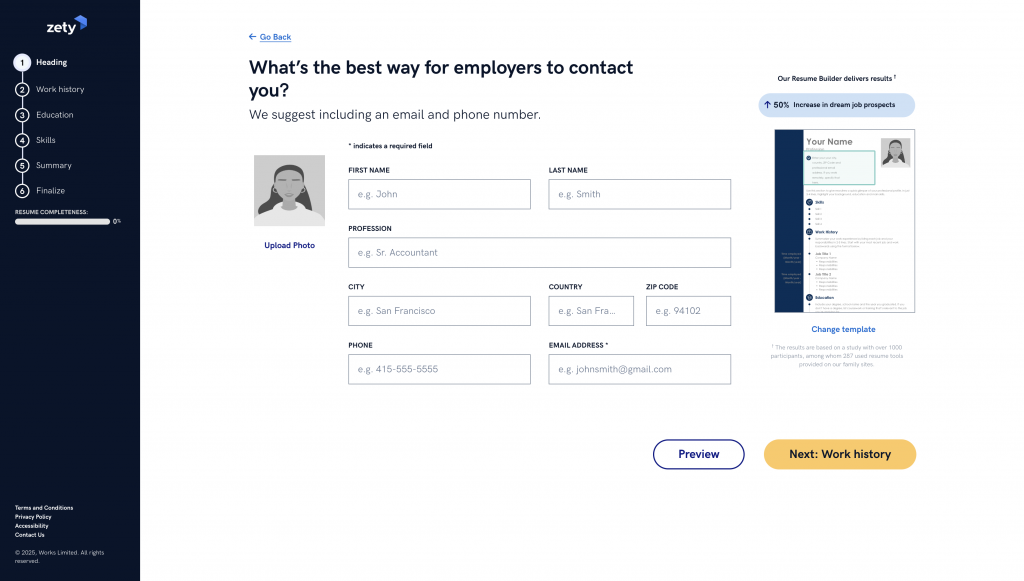 Zety Resume Builder Contact Information