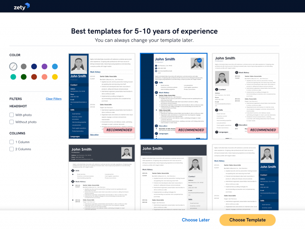 Zety Resume Templates