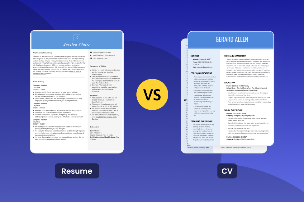 CV vs. Resume: Differences & Examples