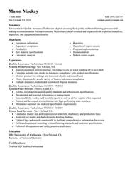 Professional Quality Assurance Technician Resume Examples