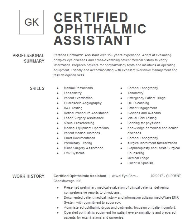 Ophthalmic Assistant Resume With No Experience Resume - vrogue.co