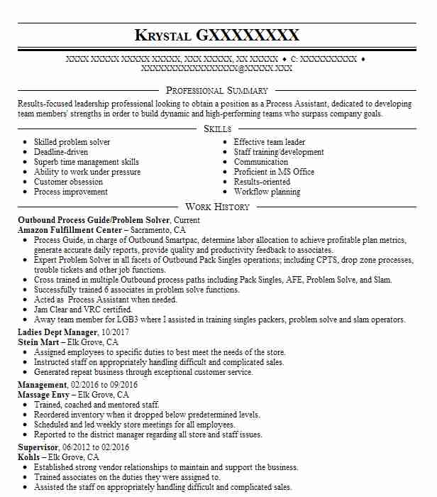 outbound problem solver amazon resume