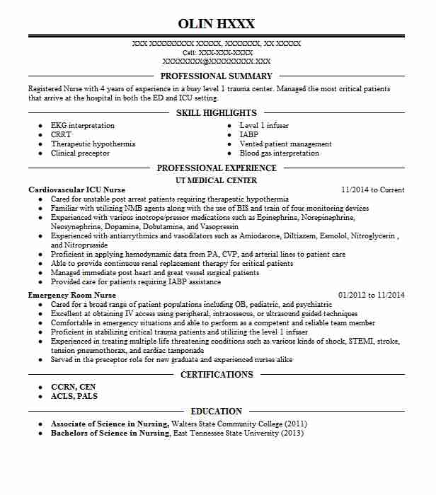 Nursing Station Technition Cardiovascular Icu Resume Example