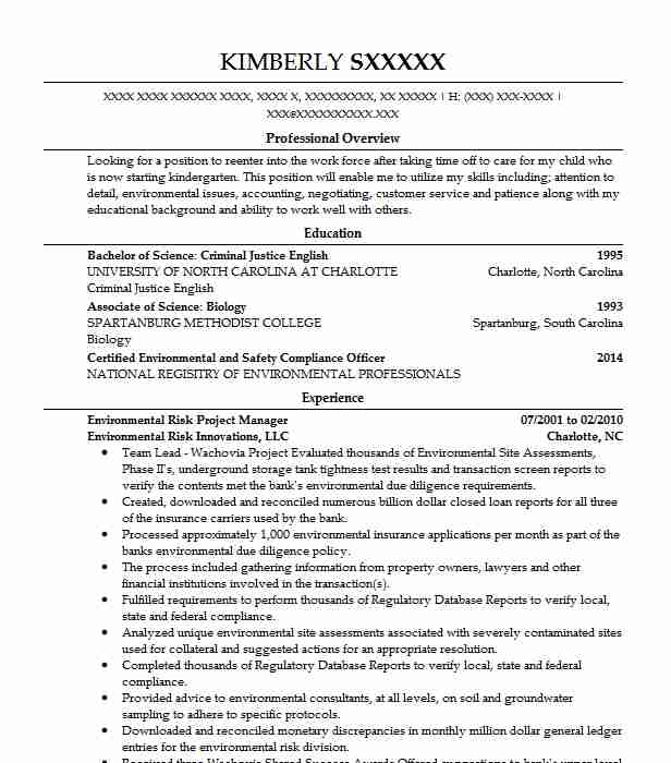 Environmental Resume Example