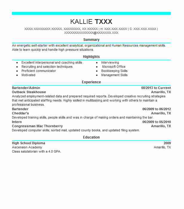 Business Services Representative Resume Example