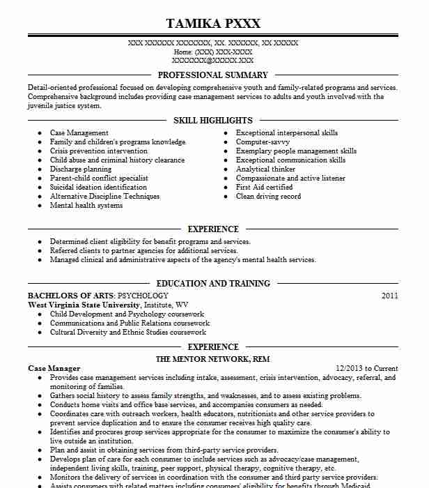 Case Manager Resume Example