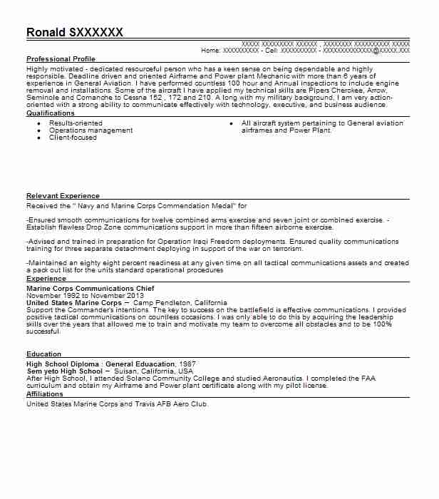 Student Corps Resume Example