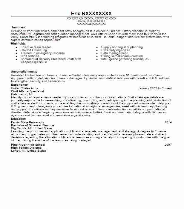 Civil Process Specialist Resume Example