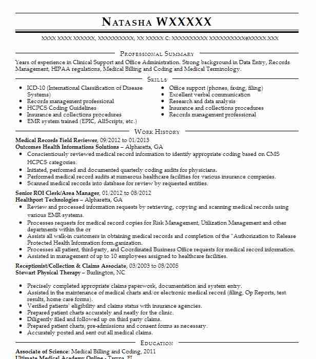 Enterprise Consultant Medical Records Field Technician Resume Example