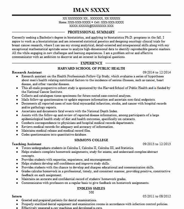 Research Assistant Resume Example