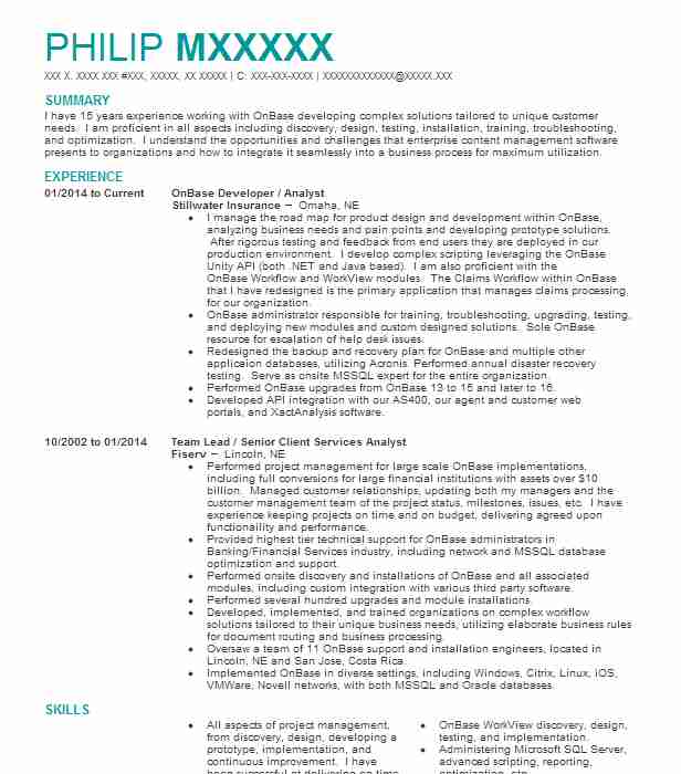 Onbase Rightfax Application Administrator Resume Example