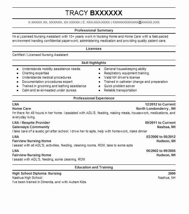 Lna Resume Example