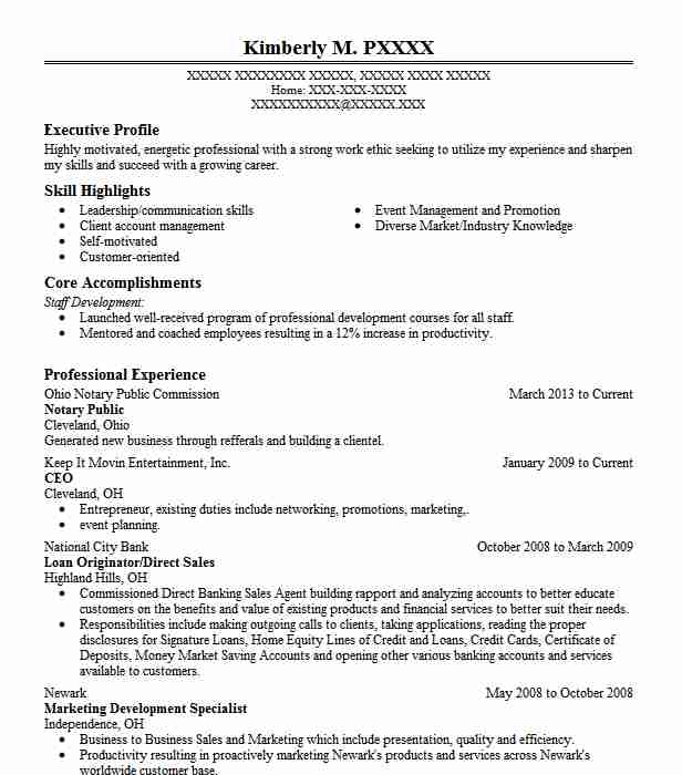 Notary Public Resume Example