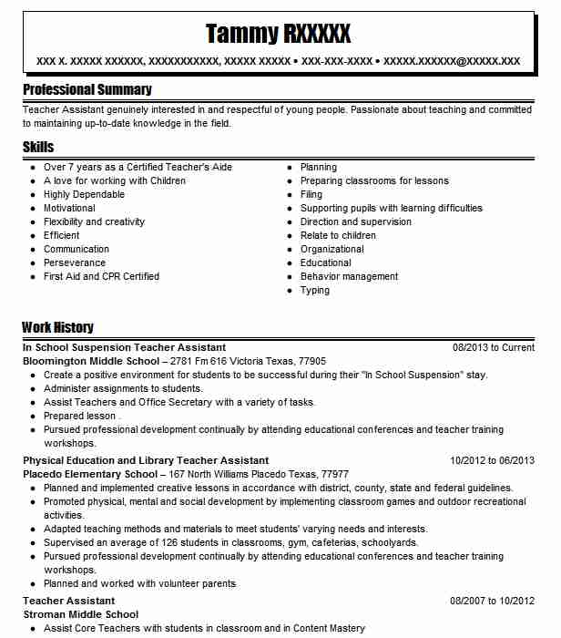 House Suspension Teacher Resume Example