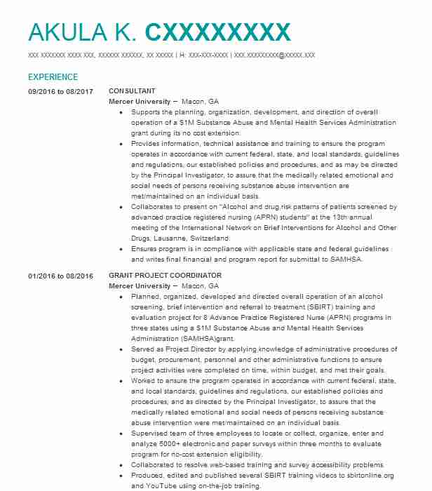 Consultant Resume Example 2044