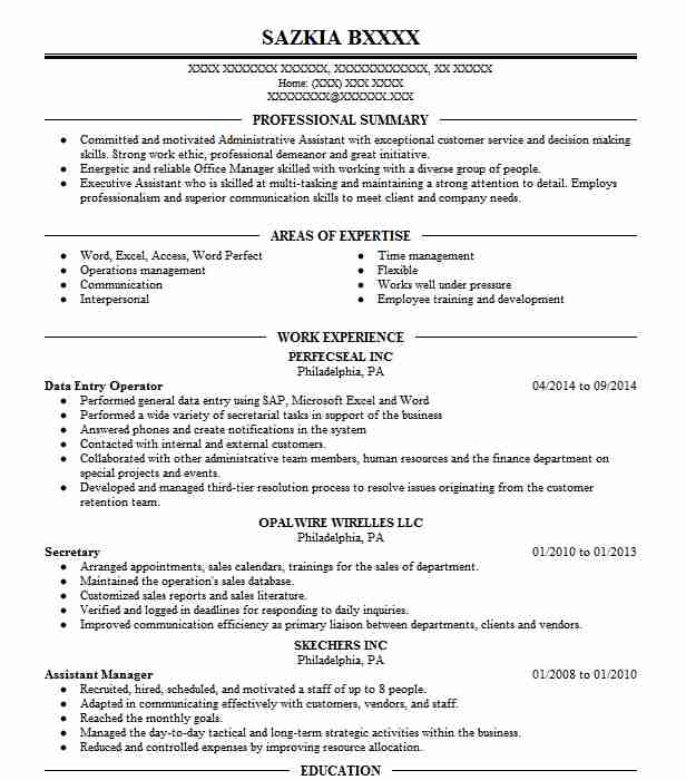 Data Entry Operator Resume Example