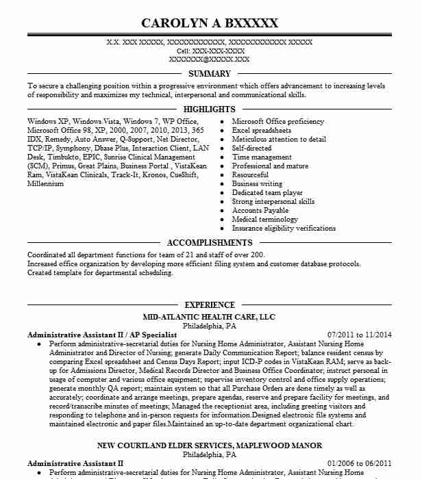 Ap Specialist Resume Example