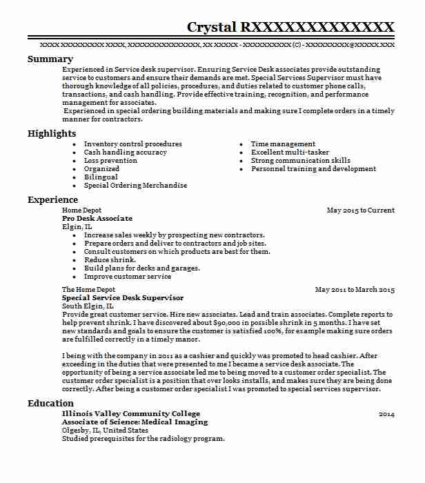 Pro Desk Associate Resume Example